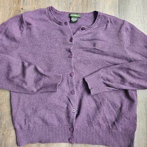 VTG 90s Women’s Eddie Bauer Cardigan Purple Made In Australia Size L 100% Cotton